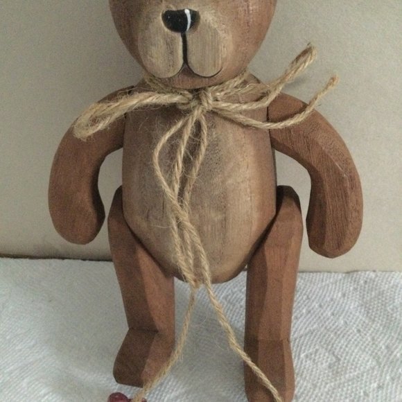 wooden bear ornament figurine hanging decor made in China - Picture 4 of 9